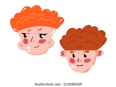 faces of two guys cartoon drawing vector graphic color illustration
