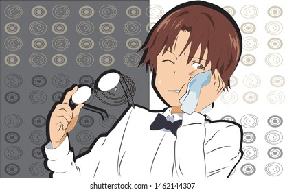 face's waiters injury isolated vector glass male character 