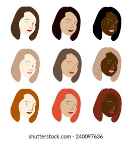 Faces of women of different nationalities