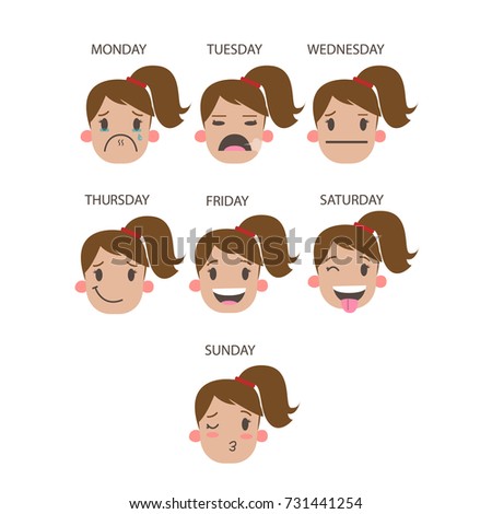 Faces Of Working Week Days Funny Cartoon Faces Of Woman Faces Of Working Week Days Funny Cartoon Faces Of Woman