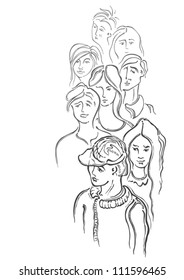 Faces of the young people.