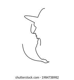 A face-shaped line art vector with transparant background