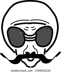 El logo en forma de cara, tipo retro, con grandes vasos, blanco y negro