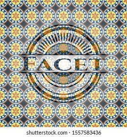 Facet arabesque style emblem. arabic decoration.