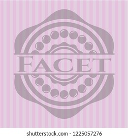 Facet badge with pink background