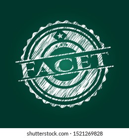 Facet chalkboard emblem written on a blackboard. Vector Illustration. Detailed.