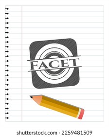 Facet draw (pencil strokes). Vector Illustration. Detailed. 