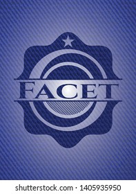 Facet jean or denim emblem or badge background. Vector Illustration. Detailed.