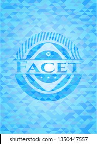 Facet sky blue mosaic emblem