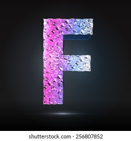 Faceted 3d diamond font - Glamour letter F