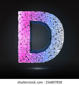 Faceted 3d diamond font - Glamour letter D