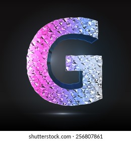 Faceted 3d diamond font - Glamour letter G