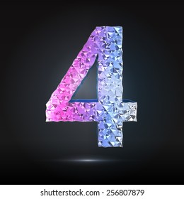 Faceted 3d diamond font - Glamour number 4