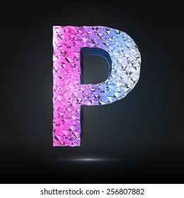 Faceted 3d diamond font - Glamour letter P