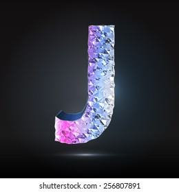 Faceted 3d diamond font - Glamour letter J
