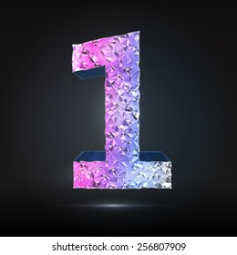 Faceted 3d diamond font - Glamour number 1