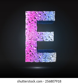 Faceted 3d diamond font - Glamour letter E