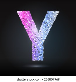 Faceted 3d diamond font - Glamour letter Y