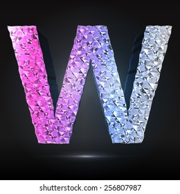 Faceted 3d diamond font - Glamour letter W