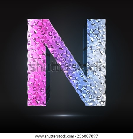 Faceted 3d diamond font - Glamour letter N