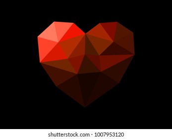 faceted bulk heart on black background