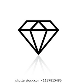 Faceted crystal vector icon isolated on white background
