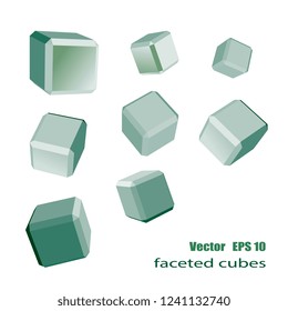 Faceted cubes from different angles. Vector objects
