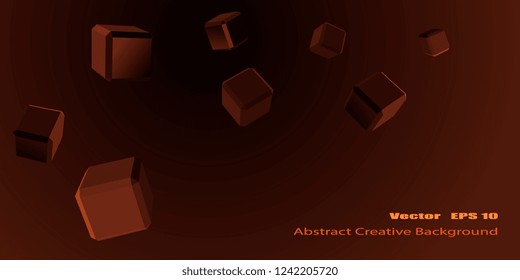 Faceted cubes scattered over the surface. Vector creative background for flyers and business cards