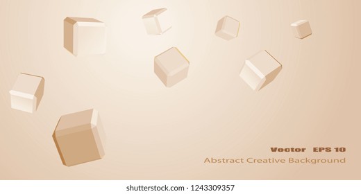 Faceted cubes scattered over the surface. Vector creative background for flyers and business cards