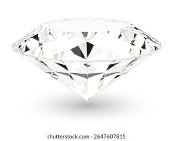 Diamante facetado sobre fundo branco. Ilustração vetorial