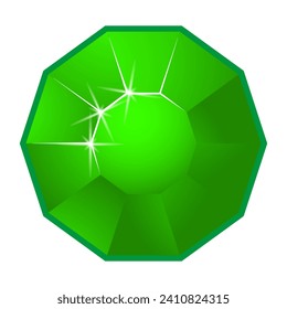 Faceted emerald line icon. Precious stones, jewelry, costume jewelry, valuables, wealth, treasures, bank, luxury. Vector icon for business and advertising