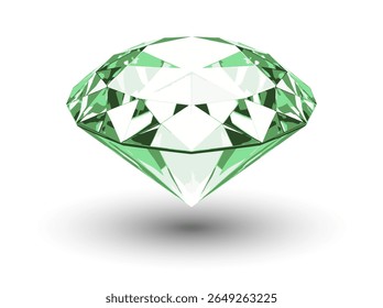 Faceted emerald on a white background. Vector illustration