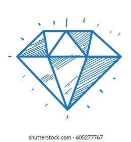 Faceted gem logo sketch. Element for infographics in the hand drawing style.