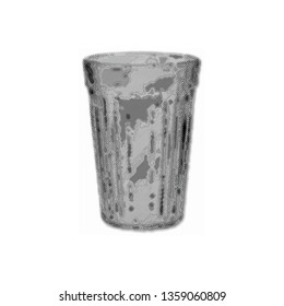 Faceted glass grey drawing with shadow. Monochrome glass drawing, sketch, graphic. Grunge texture.