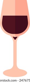 Vaso facetado de Ilustración vectorial de vino tinto.  Fondo transparente