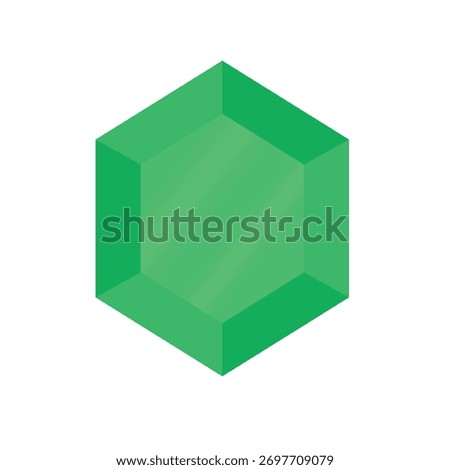 Faceted Green Gemstone with Gradient Shading and Geometric Shape