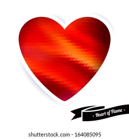 Faceted heart. Red mosaic. Valentines day design.