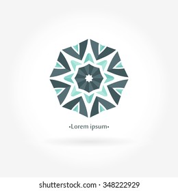 Faceted logo. Surround logo. Logo in the shape of a flower. Geometric sign. Logotype. Simple geometric logo. Mandala logo. Icons, business, invitations. Stylish logo. Retro Logo for boutique. 
