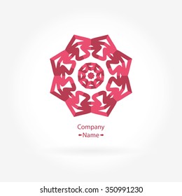 Faceted logo. Surround logo. Logo in the shape of a flower. Geometric sign. Logotype. Simple geometric logo. Mandala logo. Icons, business, invitations. Stylish logo. Retro Logo for boutique. 