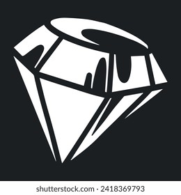 Elemento de diamante precioso con fachada monocromo con piedra angular para el diseño de contador de puntuación en la interfaz de juego en línea ilustración vectorial