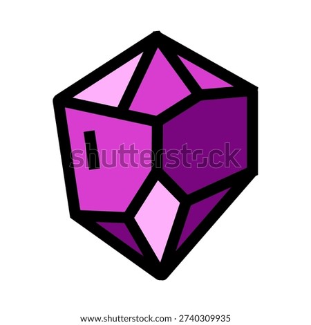 Faceted purple and pink gemstone icon illustration, representing concepts of value, luxury, magic, rarity, and preciousness in a modern digital graphic