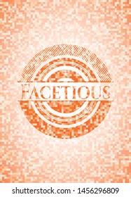 Facetious abstract orange mosaic emblem