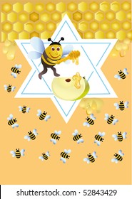 Facetious background with a bee for congratulating on the Jewish holiday