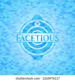 Facetious light blue mosaic emblem