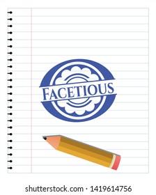 Facetious pen effect. Blue ink. Vector Illustration. Detailed.