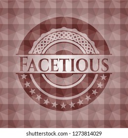 Facetious red seamless badge with geometric pattern.