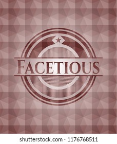 Facetious red seamless emblem with geometric pattern.