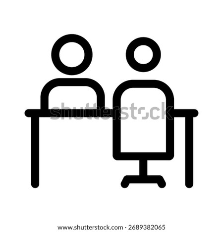  Face-to-Face Meeting at Desk Icon Interview and Consultation Outline Vector