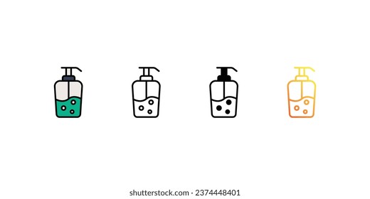 Facewash icons, color, line, glyph, gradient, Blue icon, summer icon in five variations stock illustration.