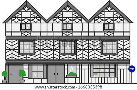 Fachwerk house vector flat illustration for web, print design. Simple flat illustration.